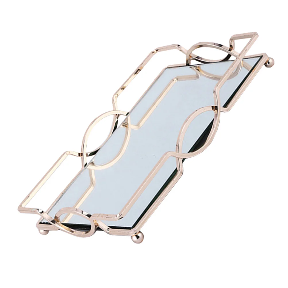

1Pcs Metal Mirror Design Tray Cosmetics Storage Organizer Multipurpose Sundries Holder Storage Tray Cosmetics Holder