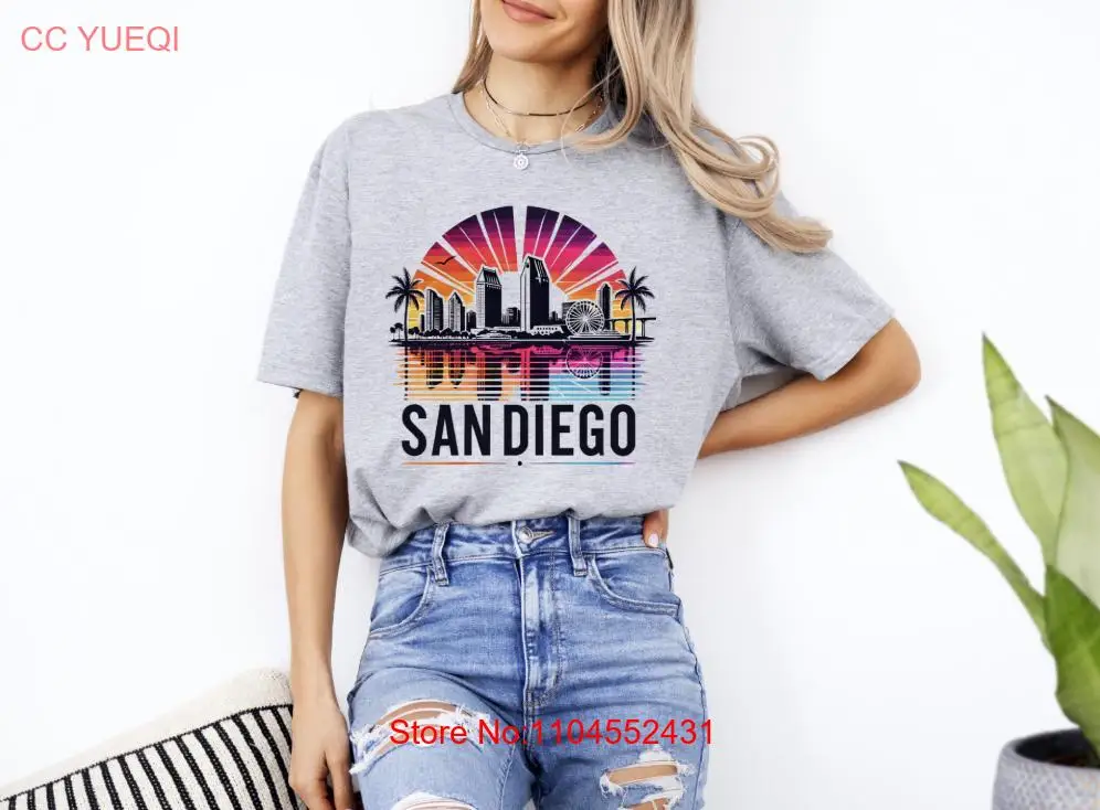 سان دييغو غروب الشمس تي شيرت كاليفورنيا عطلة تذكارية ملابس غير رسمية عشاق الشاطئ الصيف الزي ملابس السفر