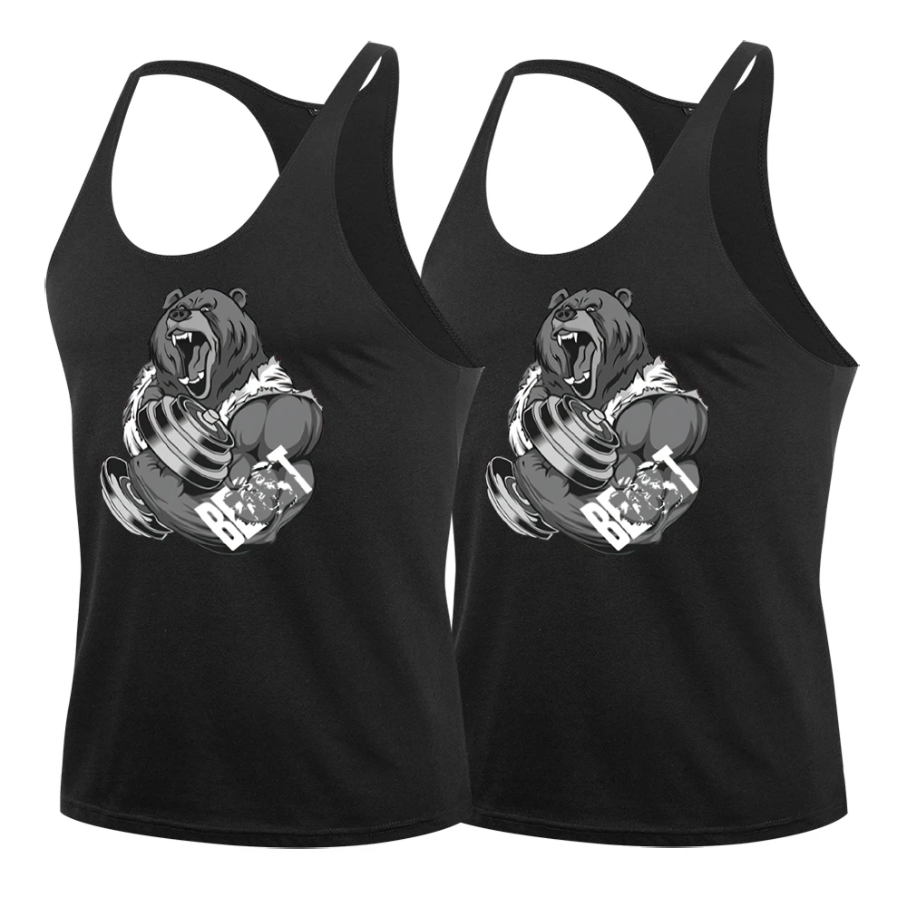 Beast Strong Print Clothing Bodybuilding Cotton Gym Tank Tops Men Sleeveless Undershirt Fitness Stringer Muscle Workout Vest