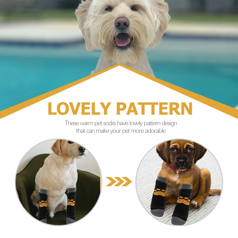 

4 Pcs Dog Socks Non Slip Bottom Paw Protectors Washable Cotton Small Dogs Portable Pet Supplies Breathing Fashion Warm