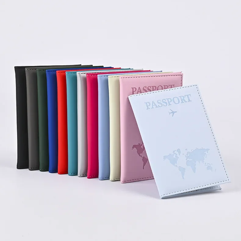 2024 New Frosted Passport Covers Color Change PU Leather Passport Holder Flight Ticket Clip ID Card Passport Protective Case