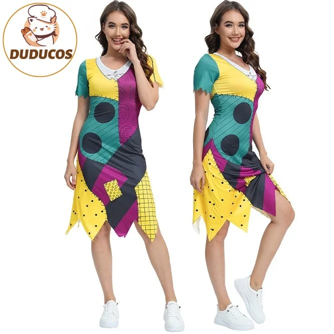 

Sally Cosplay Costume Movie Cosplay DUDU-N Women Dress Halloween Cosplay Costume Plus Size Sally Horror Cosplay byDUDU