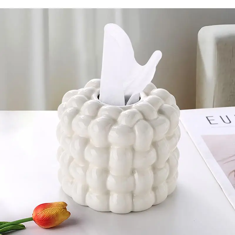 Silver-plated Ceramic Tissue Box Ornaments Three-dimensional Roll Paper Decoration Home Drawer Accessories