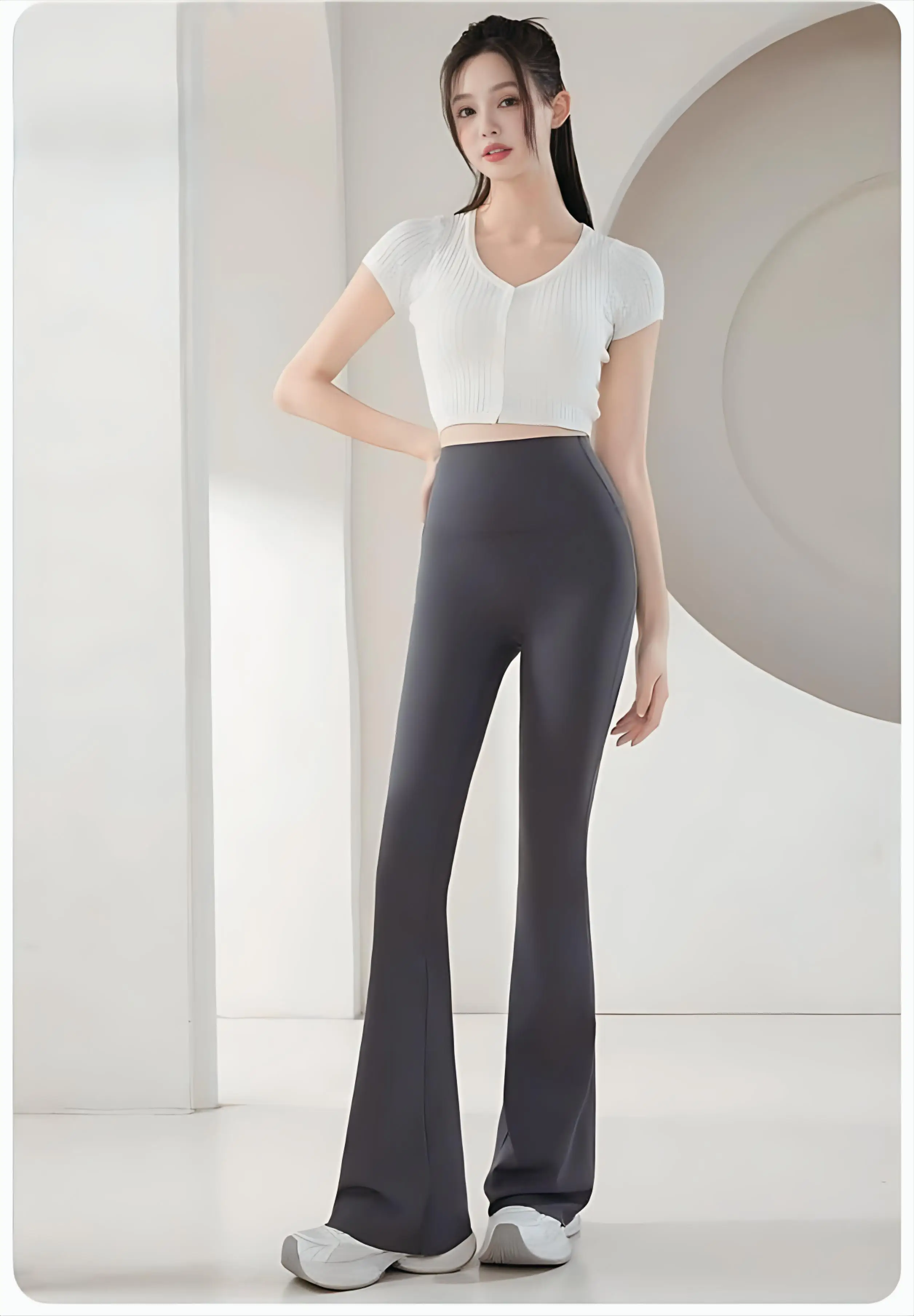 

Yoga Pants Extra Length Women Japanese Waisted Black Push Ootd Quality Sport Temperament Knitted Clothes Winter Fleece Velvet GF