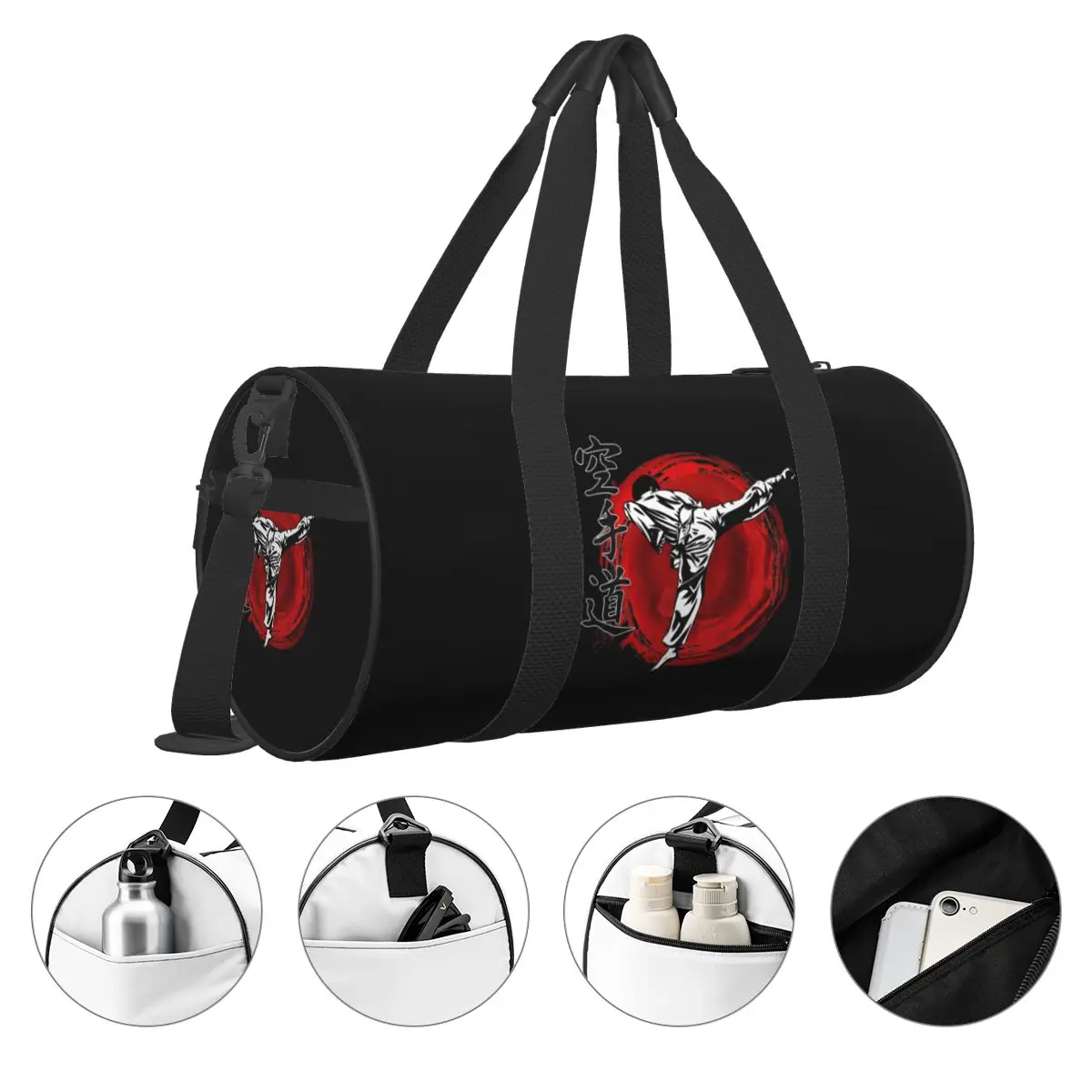 Karate Sports Sports Bags Martial Arts Luggage Gym Bag with Shoes Graphic Handbags Male Female Custom Portable Fitness Bag