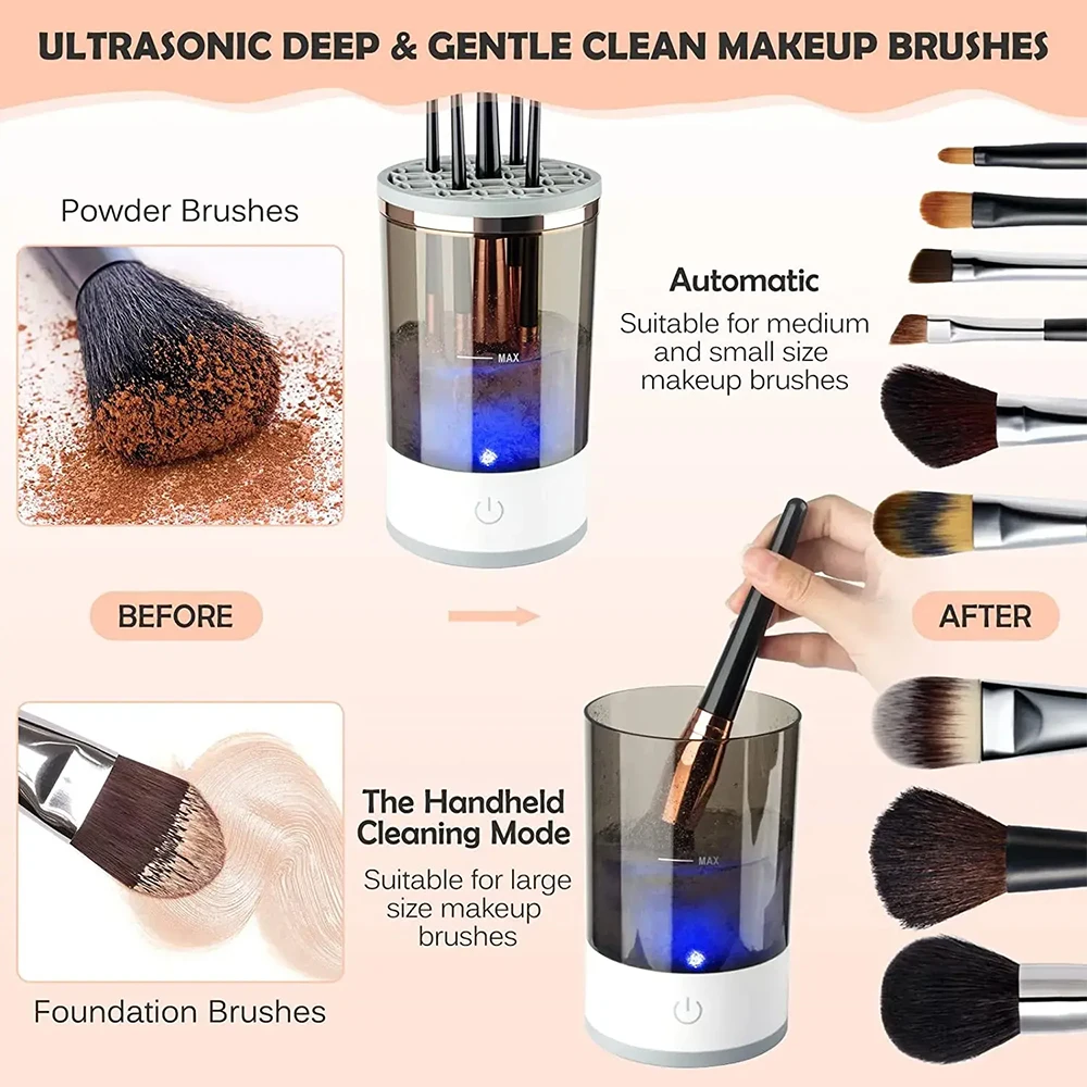 Electric Makeup Brush Cleaner Portable Rechargeable Cleaning Brush Washer Automatic Scourer Quick-Drying For Makeup Brush