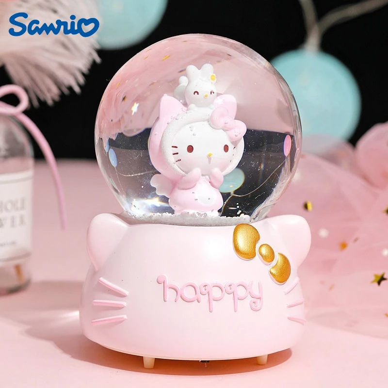 

Sanrio Hello Kitty Crystal Kawaii Cartoon Anime Printed Accessories Music Box Ornament Children's Decoration Christmas Gift
