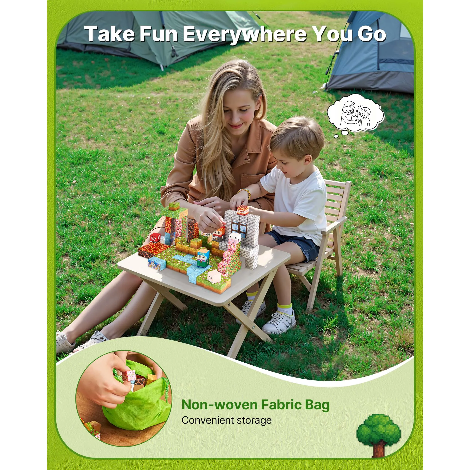 SucceBuy 150 قطعة كتل مغناطيسية مجموعة قلعة الغابات مكعبات بناء مغناطيسية ألعاب تراص البناء للأطفال هدية الكريسماس