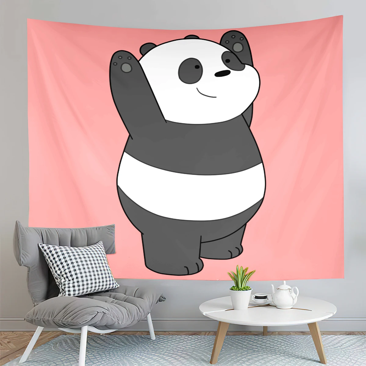 Cartoon Panda Pattern Print Tapestry Cute Animals Tapestry Creative Wall Hanging Decor Tapestries Bedroom Home Living Room Dorm