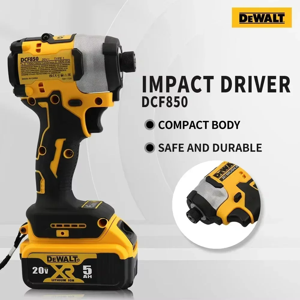 DEWALT DCF850 205 Нм Бесщеточная ударная отвертка Аккумуляторная отвертка 20 В Перезаряжаемая электрическая ударная дрель Электроинструменты