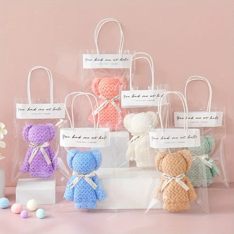 مجموعة هدايا مناشف الدب اللطيفة مكونة من 10 قطع، مزودة بحقيبة حمل شفافة وهدايا تذكارية مناسبة لمختلف مشاركة العطلات #2