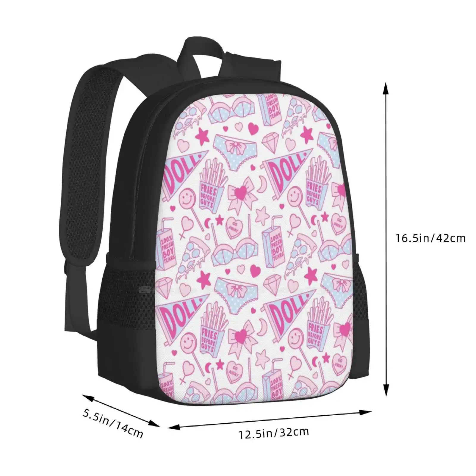 Sac à Dos d'École de Grande Capacité pour Fille, Accessoire pour Ordinateur Portable, Féminisme, Pizza, Bébé, Frites, Avant Guile, Garçon, Larmes, Girly