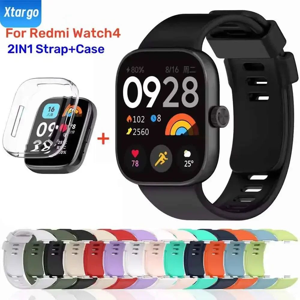 Cinturino in silicone + custodia per Xiaomi Redmi Watch 4 SmartWatch cinturino per Redmi Watch 4 protezione schermo braccialetto Correa