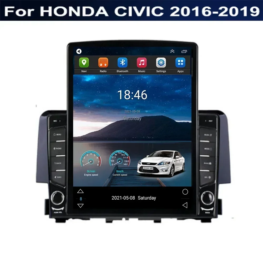 9.7" Android 13 For HONDA CIVIC 2016 2017 2018 2019-2035 Tesla Type Car Radio Multimedia Video Player Navigation GPS RDS no dvd