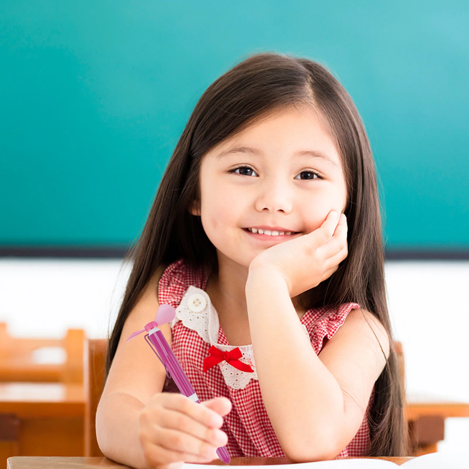 

2Pcs Creative Fan Pen Ballpoint with Breeze Effect Smooth Writing No Bleed Quick School Stationery Gift Idea