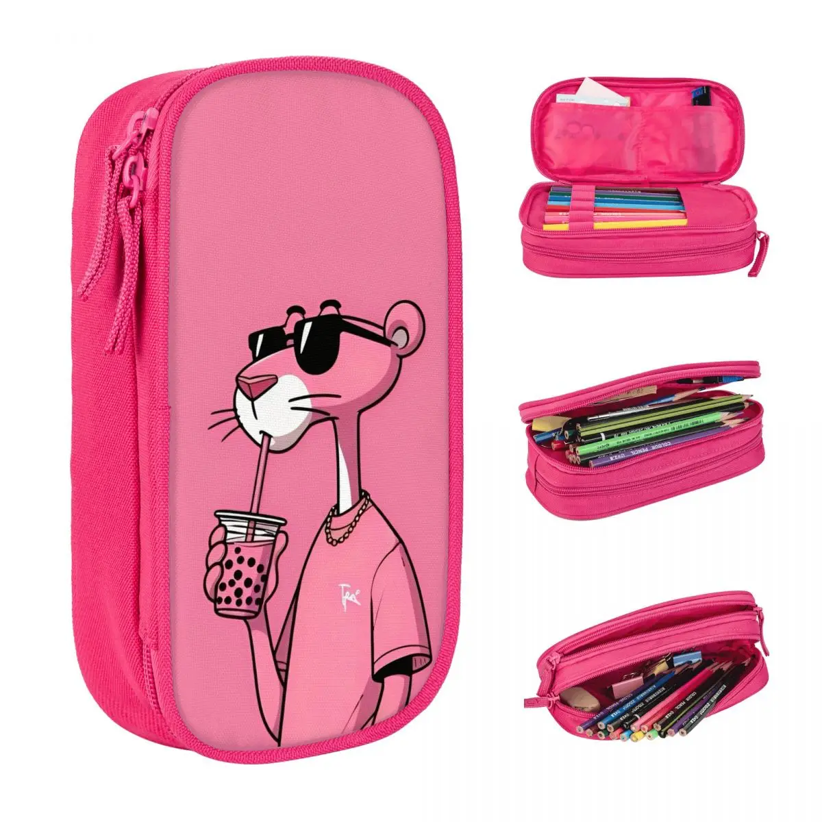 الوردي الحيوان الكرتون طباعة مقلمة مقلمة المدرسة قماش الطلاب الرجعية المحمولة صندوق رصاص القرطاسية المدرسية