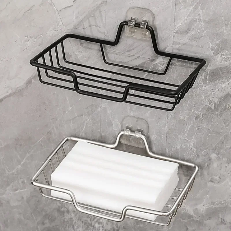 No-drilling Soap Rack Wall Mounted Stainless Steel Sponge Dish Shampoo Holder Bathroom Kitchen Self Adhesive Storage Rack