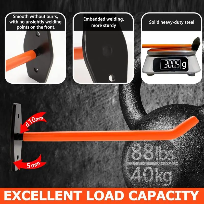 1pc Heavy Duty Garage Hooks 20KG Load Anti Slip Coating Carbon Steel Wall Mounted For Bikes Ladders Storage