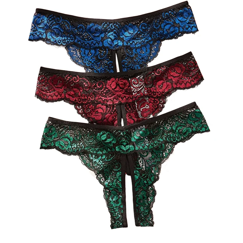 

Sexy Crotchless Thongs Lace Underwear Women Comfortable Panties Underpants Low Waist Briefs Female Lingerie