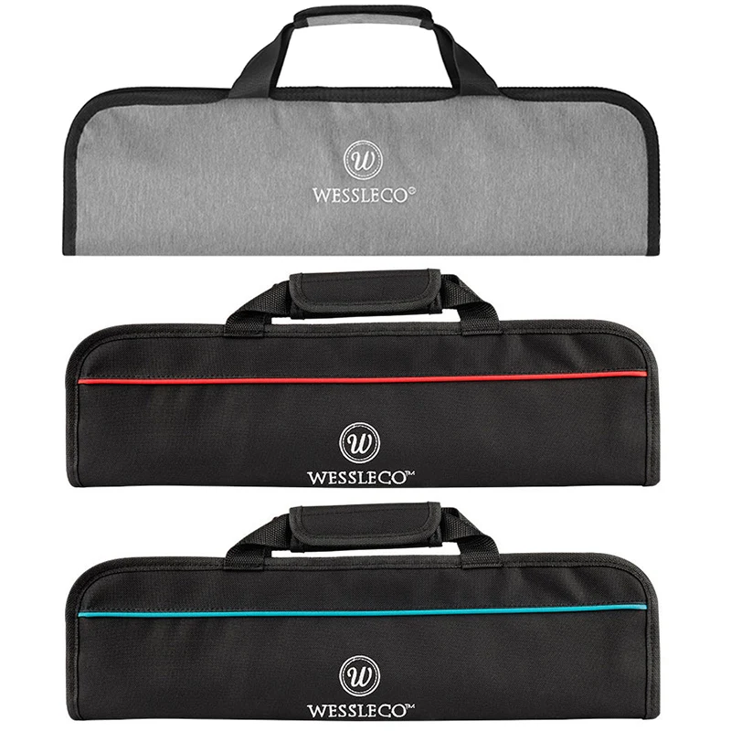 48CM Professional Chef Knife Roll Bag Foldable Oxford Pouch Gray Outdoor Portable Cooking Japanese Santoku Pocket Carry Case
