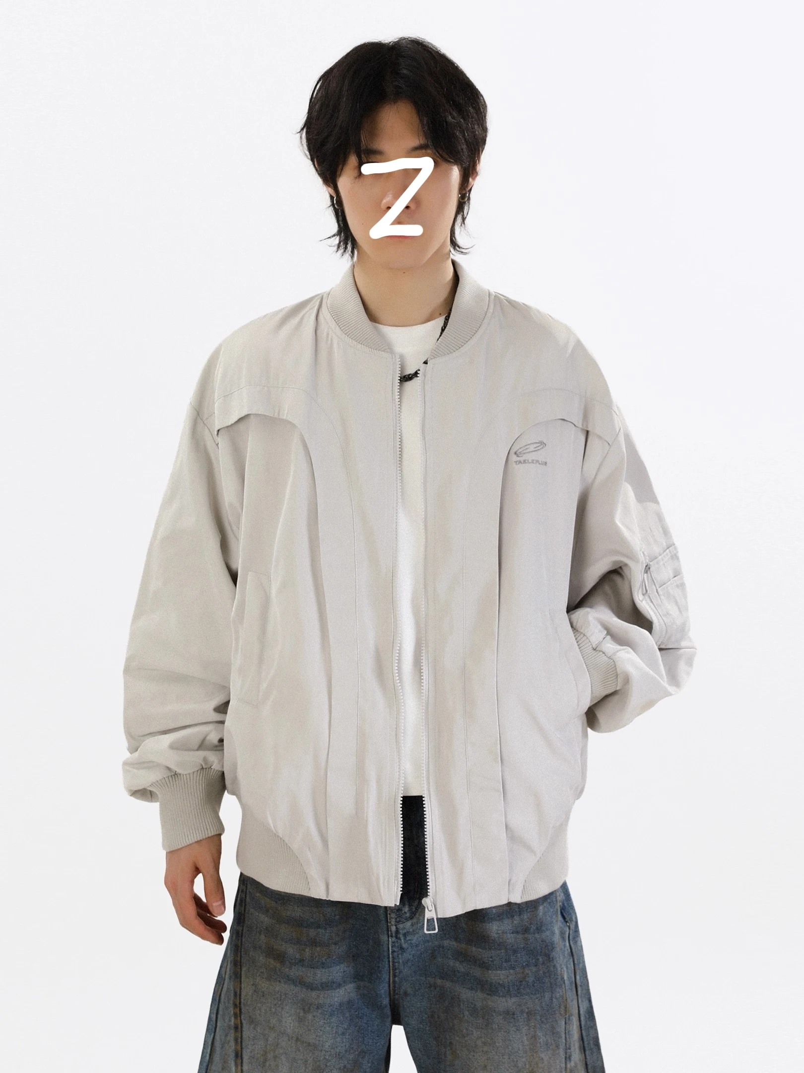 

Cleanfit Pilot Jaet Men's Spring Autumn American Retro Baseball Sle Deconstructed Design Stand Collar Zipper ket