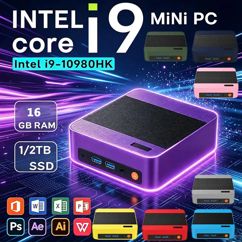 MINI PC Windows 11 Intel Core i9 10980HK  DDR4 16GB 32GB SSD 1TB 2TB Computer Gaming BT5.2 Wifi 6 Portable Desktop PC Gamer