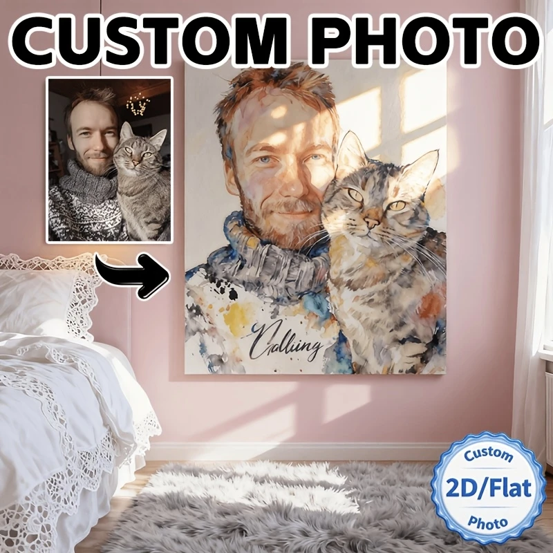 1 cuadro en lienzo con efecto acuarela, póster en lienzo para familia, papá, mamá, parejas, recuerdos, pieza de arte para interiores, una idea de regalo única, cálida y brillante, imágenes impresas vívidas de alta calidad, San Valentín y otras conmemoraci