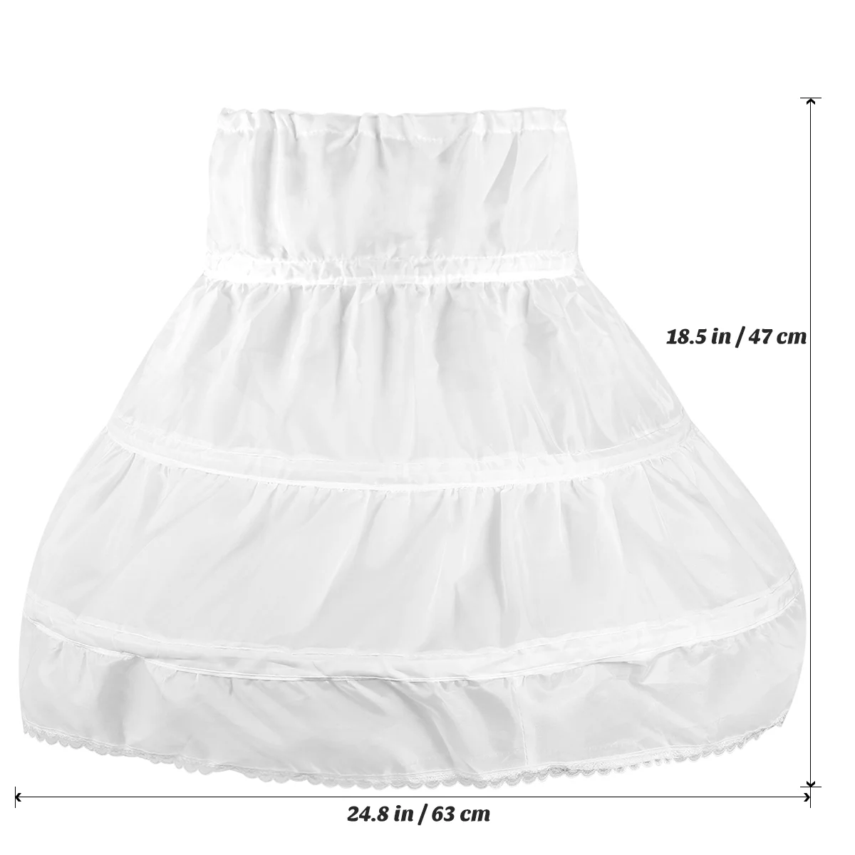 子供用の3つのフープが付いた白いスカート、フルクリノリンフープ、パーティー用、1個/47cm