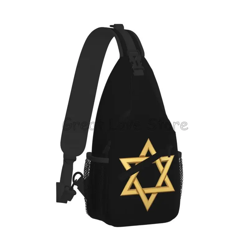스타 오브 데이비드 프린트 슬링 백 유니섹스 캐주얼 숄더 가슴 가방 여행 하이킹 사이클링을위한 휴대용 방수 크로스 바디 데이 팟