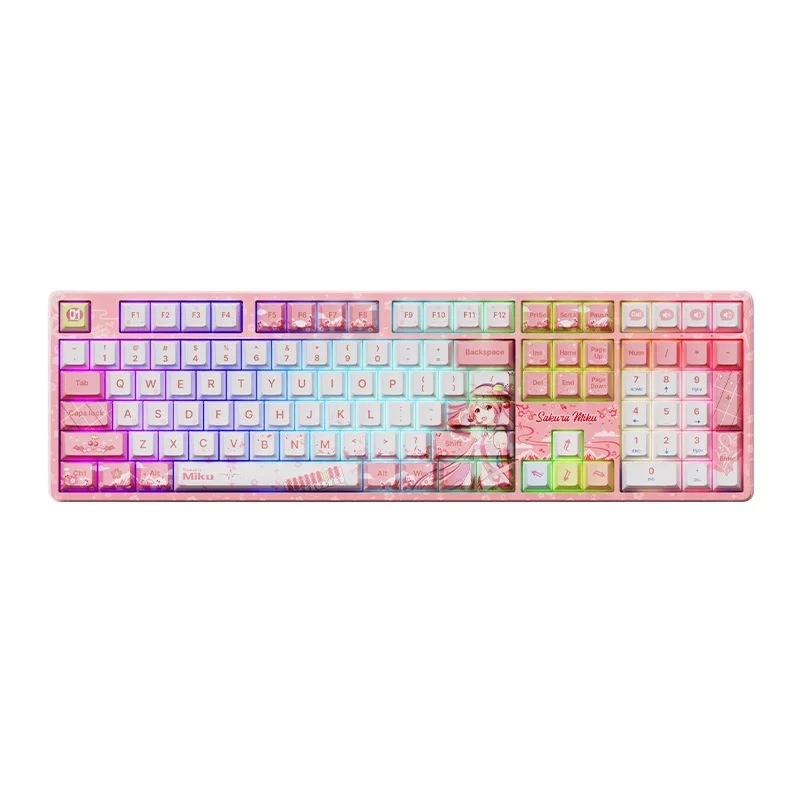 Hatsune Miku Sakura Roze Muis Mechanisch Toetsenbord Draadloos/Bluetooth Gaming Kantoorwerk Gebruik Ergonomisch Ontwerp Meisjes Geschenken - afbeelding 2