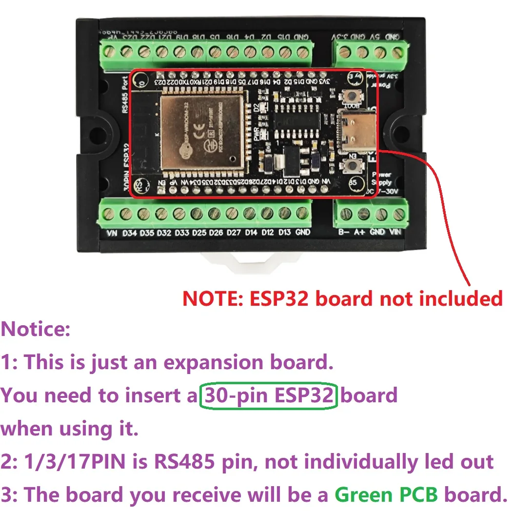 WIFI Bluetooth Multipurpose Expansion Board RS485 Master Slave Device ESP32 Development Board Simple PLC 485 AI AO DI DO Module
