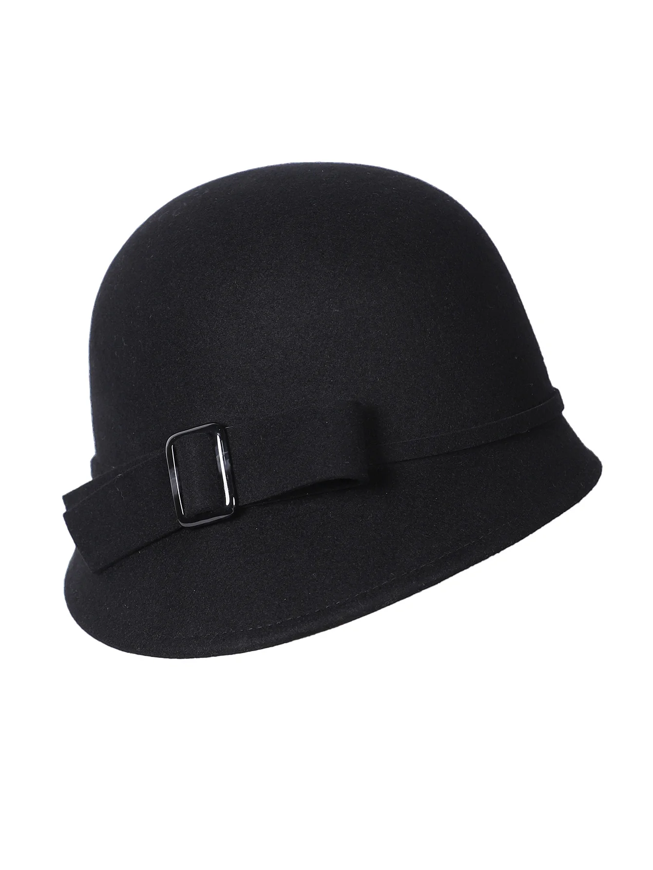 FS Damen-Eimerhut aus schwarzem Wollfilz, Cloche, britischer Top-Eimerhut mit Schleife, breiter Krempe, Bowler-Fedoras, Damen, gelbe Floppy-Derby-Hüte – Detail 8