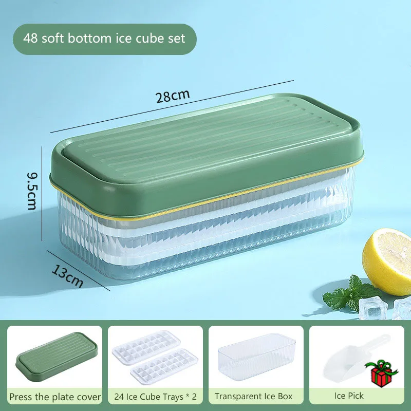 Ice Cube Box Press Ice Maker Dust-proof And Odor-proof Multi-functional With Cover Mold Household Food Grade PP Quick-frozen