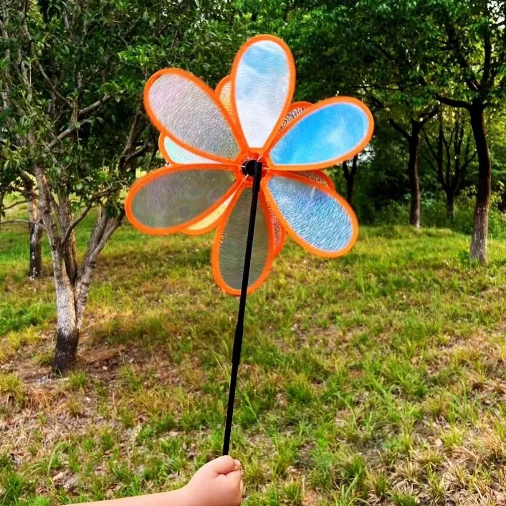 กังหันลมหลากสีสันรูปนกยูง วัสดุ PVC แบบดั้งเดิม หมุนได้ ของตกแต่งปิกนิก ของเล่น แบบสองชั้น