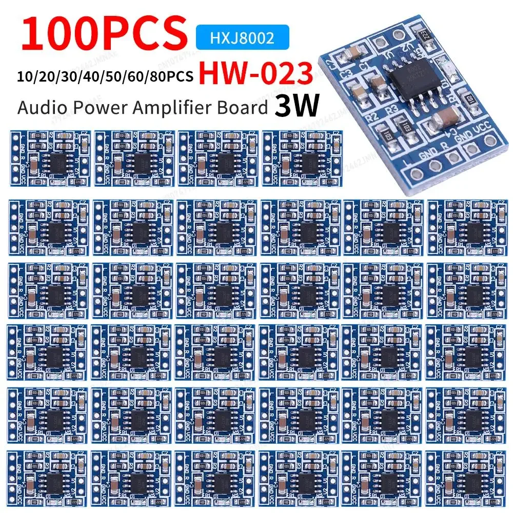 5-100PCS HXJ8002 Super Mini Audio Power Amplifier Board Module BTL 3W Low Noise Audio Amplifier Single Channel 2.0-5.5V PAM8403