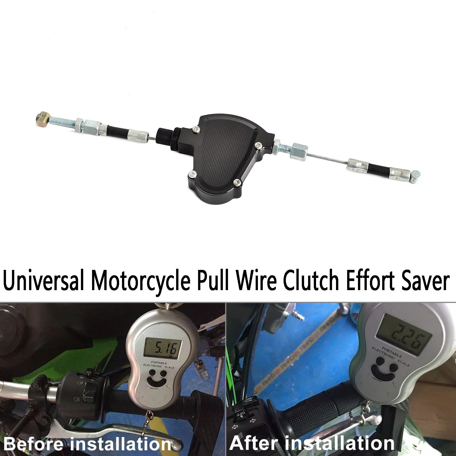 Universal Motorcycle Pull Wire Clutch Effort Saver Stunt Clutch Cable Easy System for Yamaha Kawasaki Suzuki Black