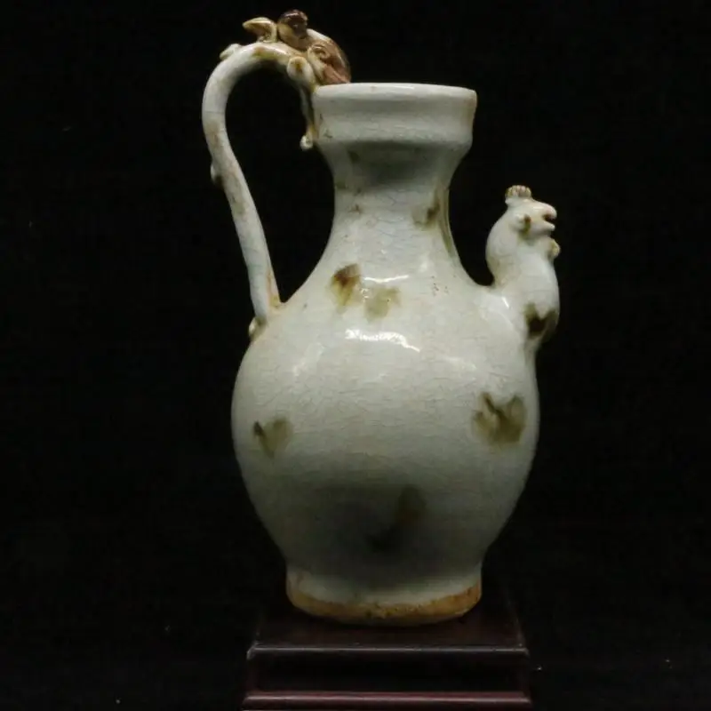 

Antique Porcelain Curios Home Furnishings Handmade Song Dynasty Hutian Kiln Shadow Green Teapot Thrift Collection Decorations