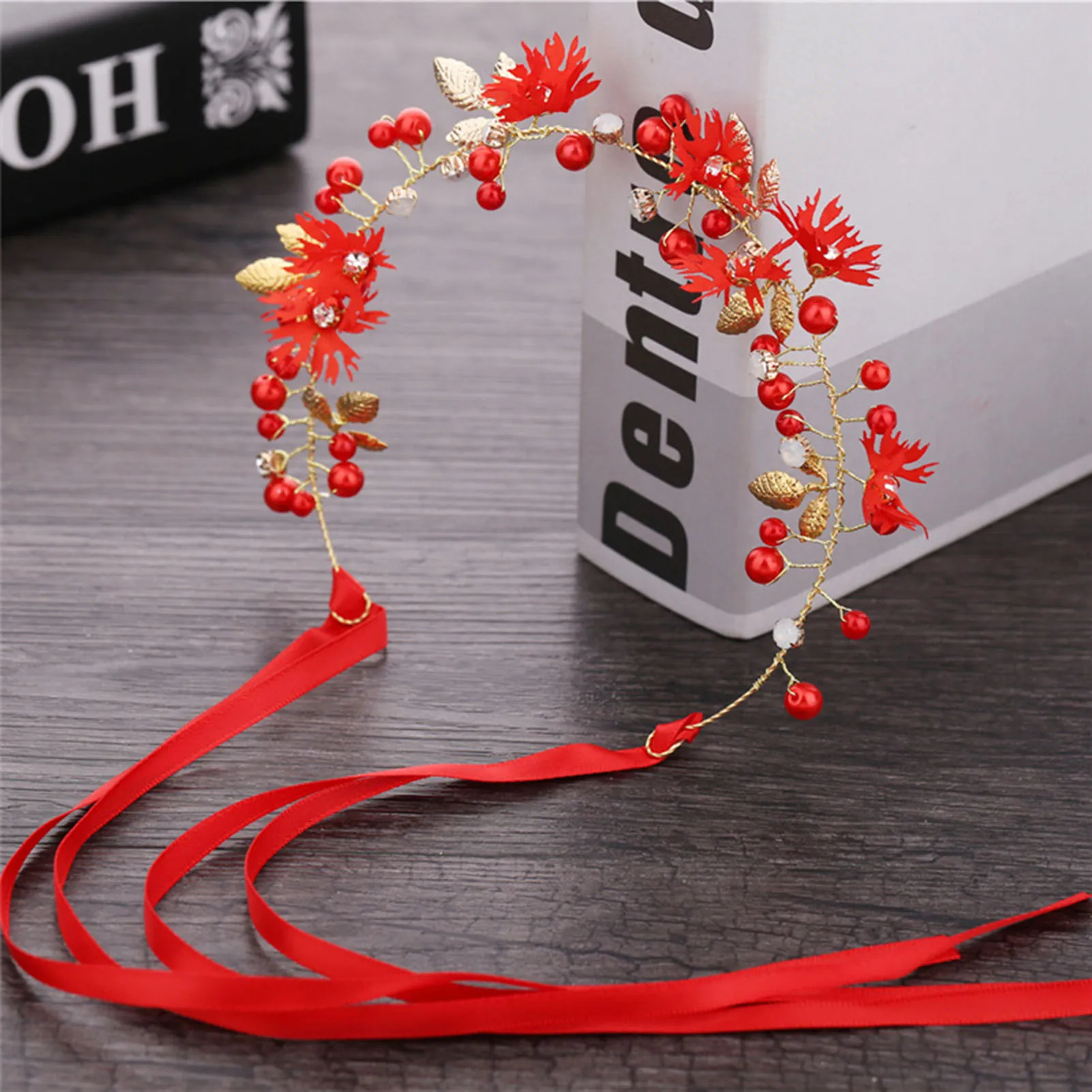 Elegantes Braut-Stirnband für Mädchen, imitierte Perlenkronen, Braut-Hochzeits-Stirnband für Mädchen, Blumengirlande, romantisches Blumen-Stirnband für Mädchen – Detail 8