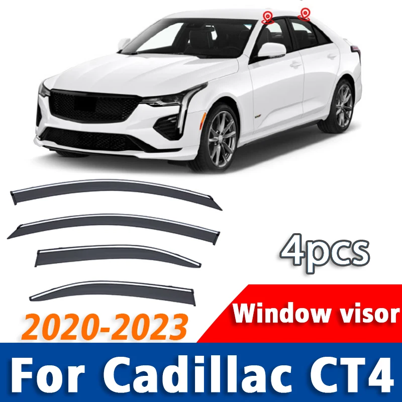 

2020 2021 2022 2023 FOR Cadillac CT4 Window Visor Guard Vent Cover Trim Awnings Shelters Protection Sun Rain Deflector