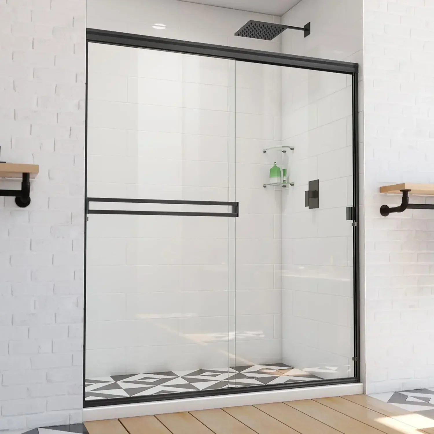 

BestsellerBestsellerAlliance Pro BG 56-60 in. W x 70 3/8 in. H Semi-Frameless Sliding Shower Door in Matte Black and Clear Glass