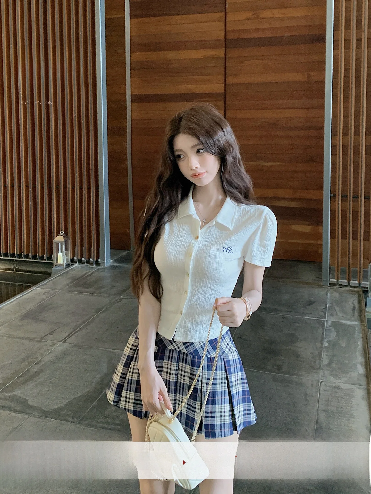 

Повседневная женская летняя футболка-поло с коротким рукавом, новая, приталенная, в клетку, в студенческом стиле, из хлопка