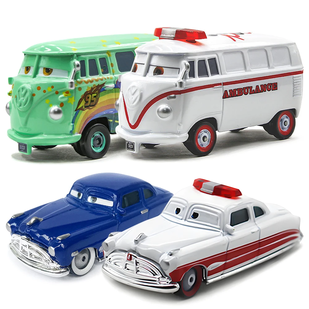 Cars Toy New Style White Doc Hudson And Fillmore Alloy Diecast 1:55 Scale Toy Car Model Children's Birthday Gift
