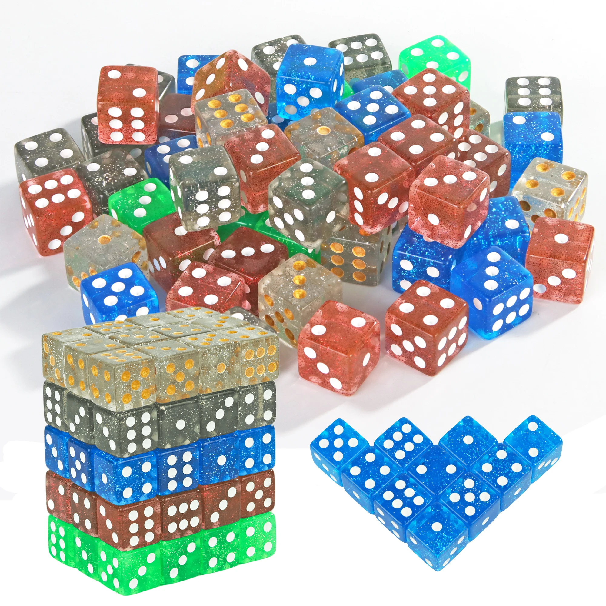

Glitter Dice D6 Game Cube 16mm , Gift for Game Player Friend