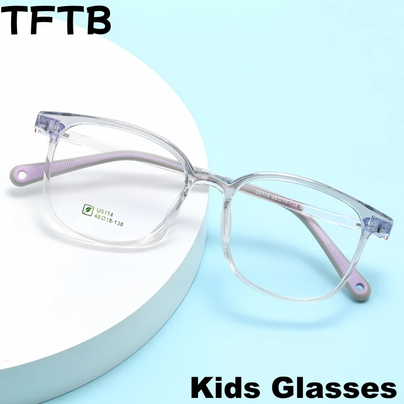 

TFTB New Retro Oval Kids Glasses Super Light Comfortable Fexible Student Eyewear Boys and Girls Optical Eyeglasses Frames U5114N