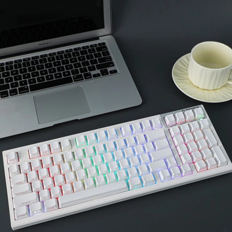 Material 133 Keys Cherry Profile Gray Gradient Keycaps Side Engraved Dye Sublimation For Mechanical Keyboard Keycaps