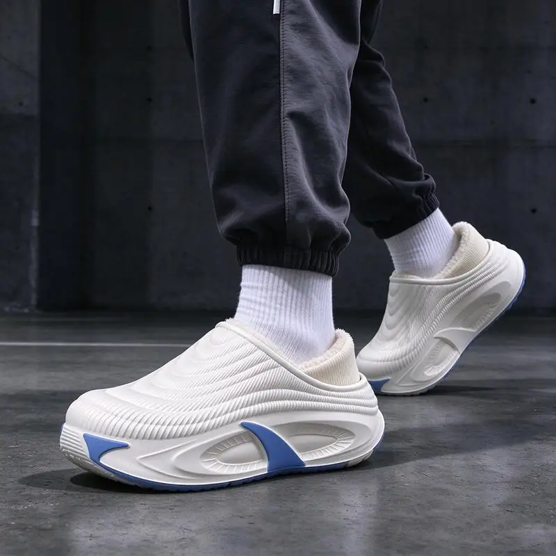 Plus Size 45 Warm Plush Waterproof Sports Shoes Men Winter 2026 Lightweight Eva Thick Bottom Sneakers Man Cotton Casual Shoes