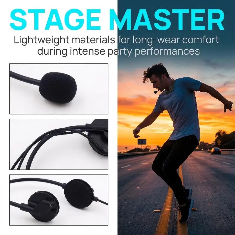 Afbeelding 7: Leuke nep-microfoon-headset prop voor rockstar-kostuumfeestjes, lichtgewicht accessoire voor muziekevenementen