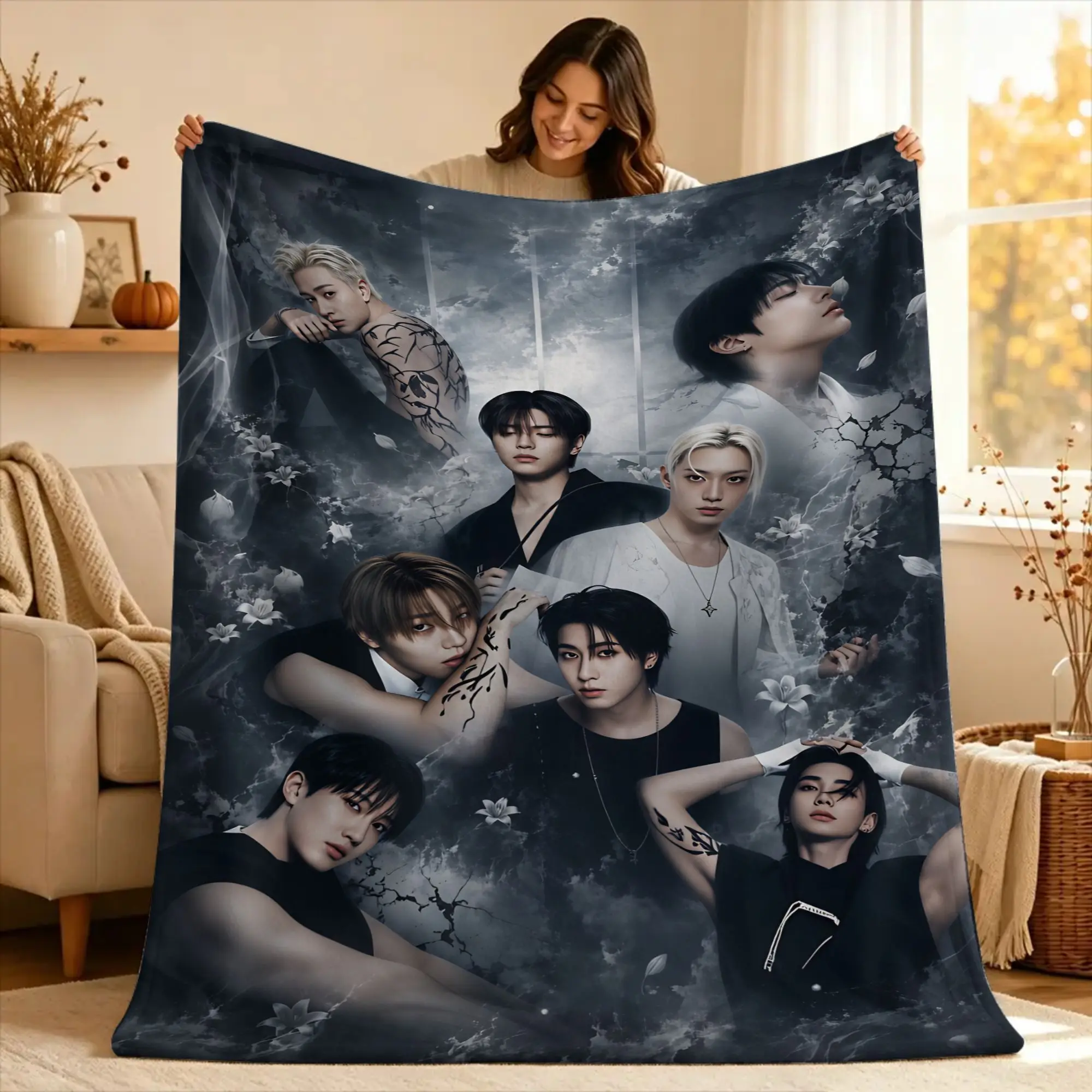 KPOP S-Strays Blanket Quality Warm Soft For kids  Throw Blanket Spring Picnic Couch Chair Sofa Bed Pattern Bedspread