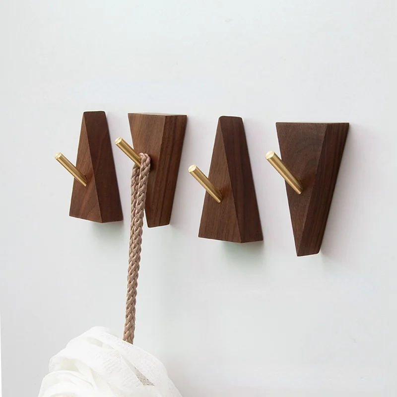 

Nordic Japanese Creative Walnut Beech Solid Wood Copper Coat Hook Wall Decoration Bedroom Fitting Room Hotel Cafe Free Punch