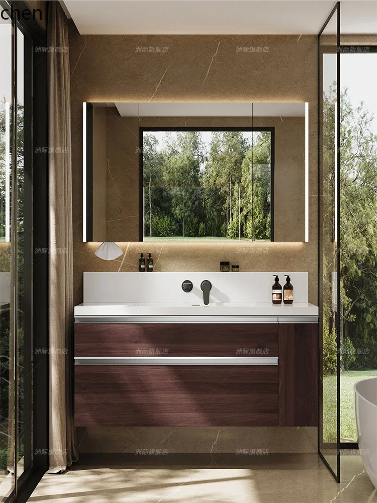 Pull Basket Drawer Bathroom Cabinet High Back Wash Basin Wall-Mounted Faucet Bathroom Washstand